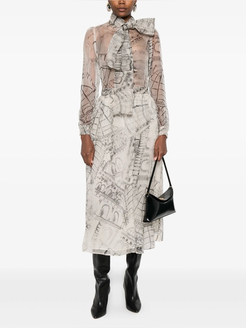 Pail & Joe Silk Printed Tie-Neck Blouse - Picture 7 of 7